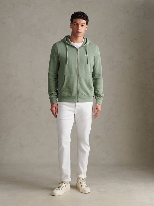 Mens Double Horsemen Loopback Zip Hoodie Sea Spray