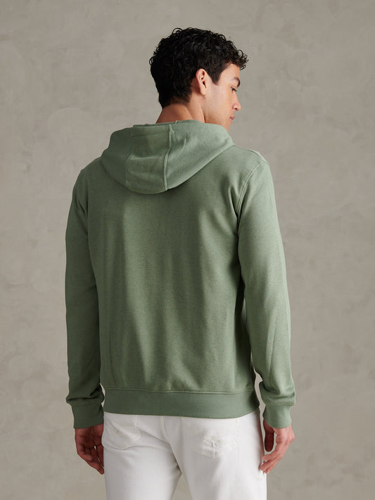 Mens Double Horsemen Loopback Zip Hoodie Sea Spray