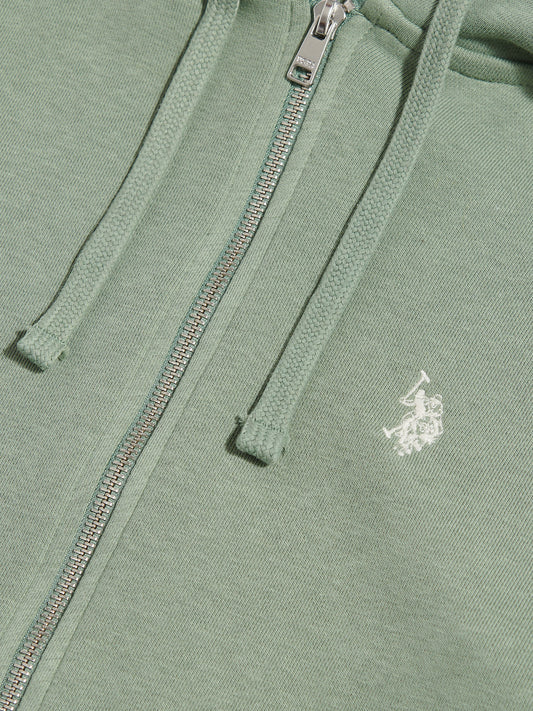 Mens Double Horsemen Loopback Zip Hoodie Sea Spray