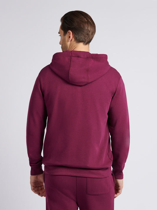 Mens Double Horsemen Loopback Zip Hoodie in Grape Wine
