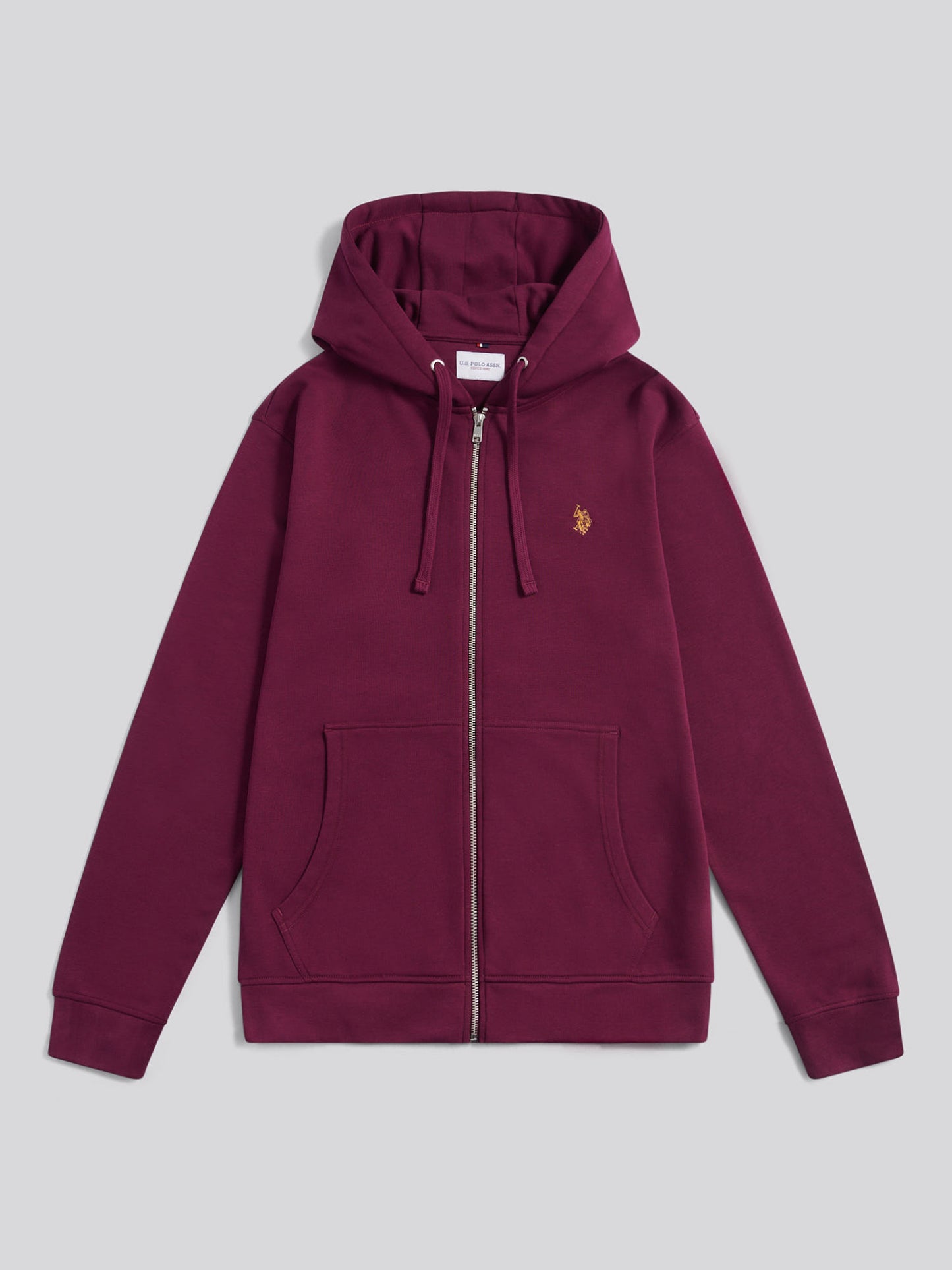 Mens Double Horsemen Loopback Zip Hoodie in Grape Wine