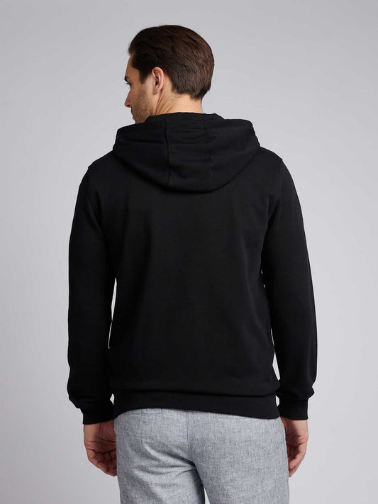 Mens Double Horsemen Loopback Zip Hoodie in Black Bright White DHM