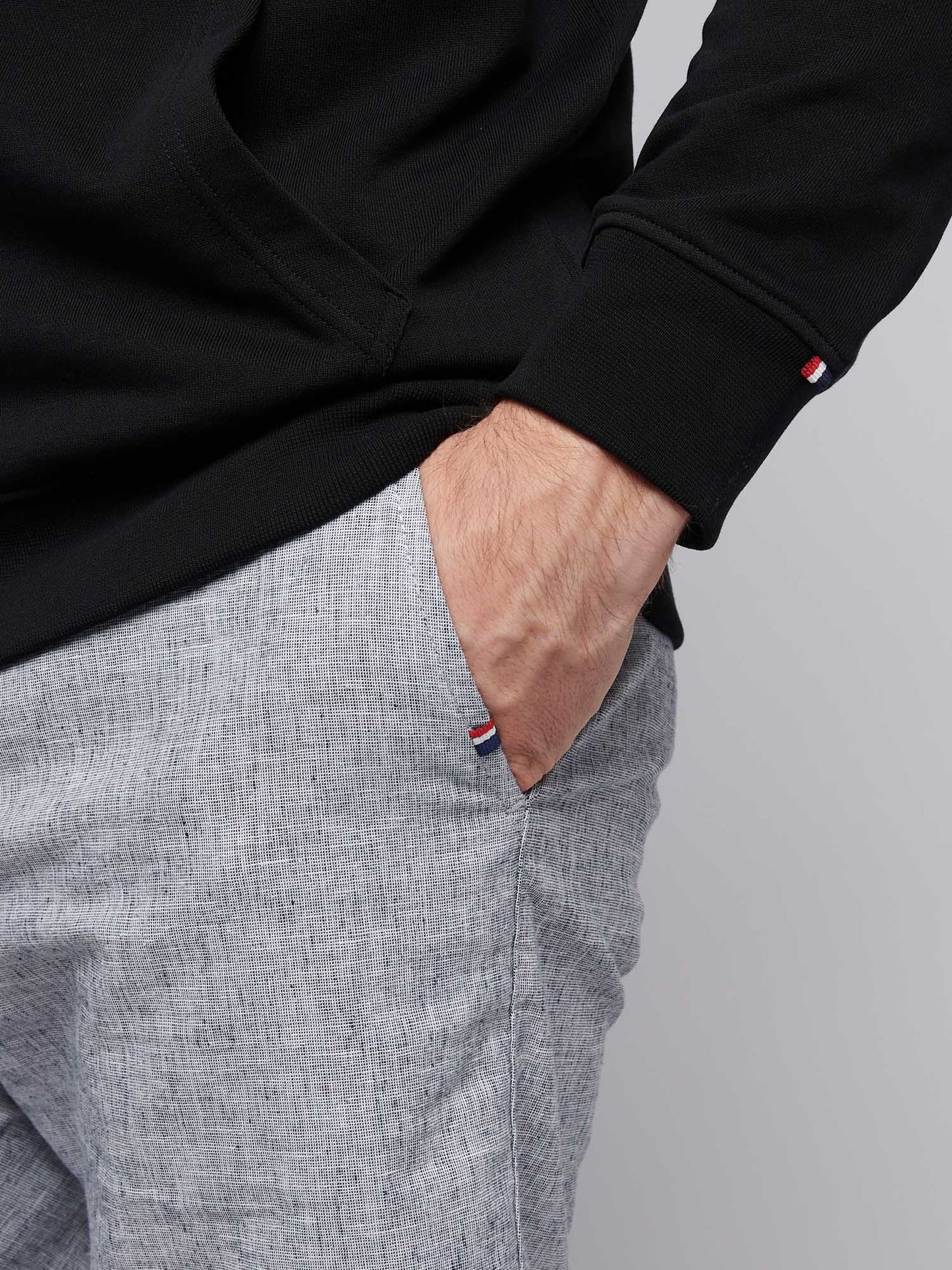 Mens Double Horsemen Loopback Zip Hoodie in Black Bright White DHM