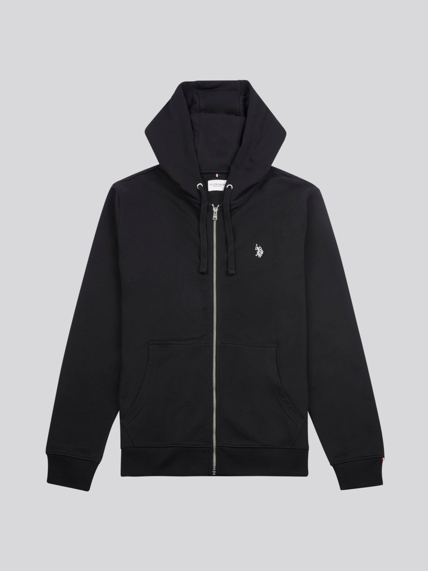 Mens Double Horsemen Loopback Zip Hoodie in Black Bright White DHM