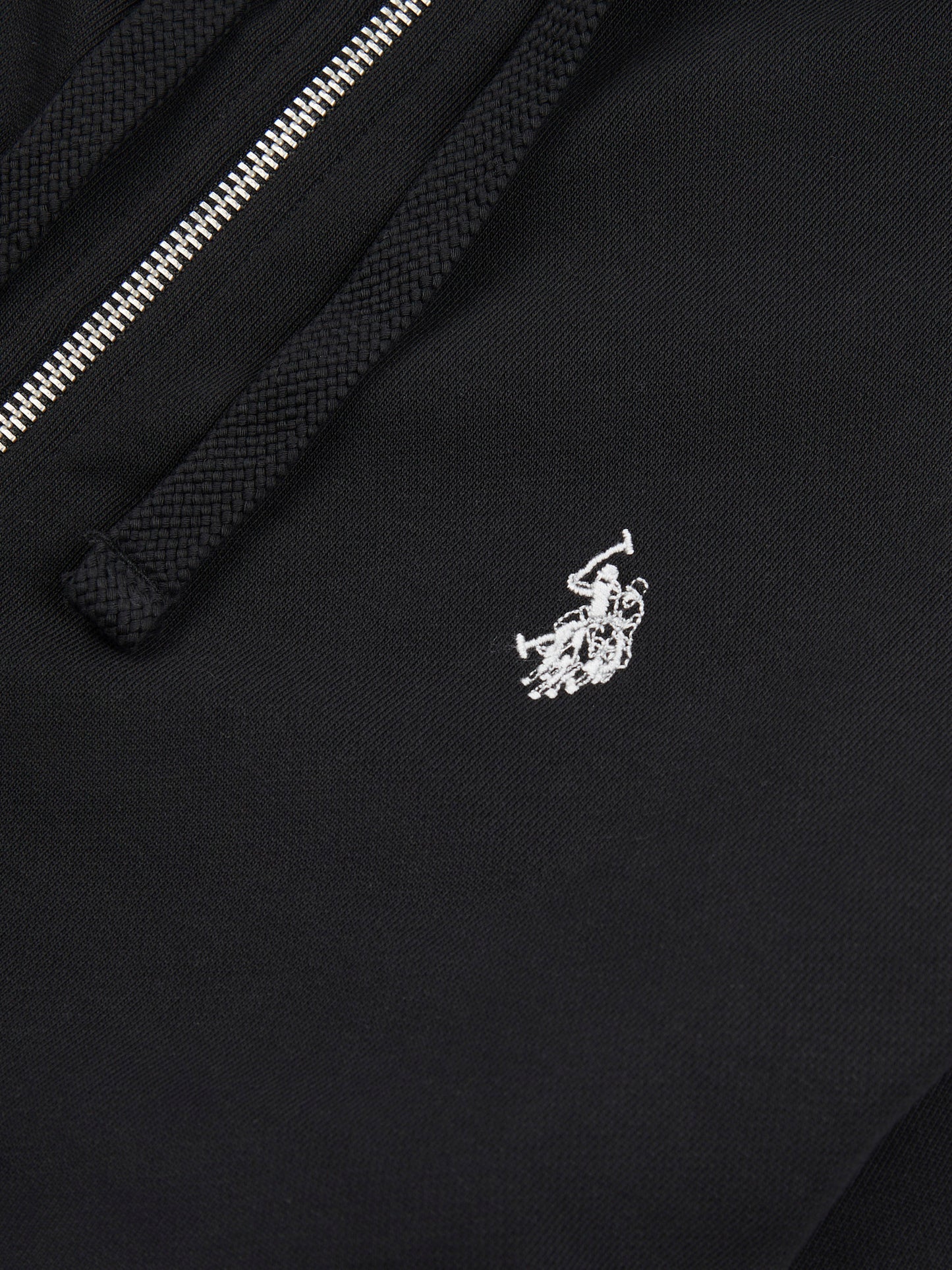 Mens Double Horsemen Loopback Zip Hoodie in Black Bright White DHM