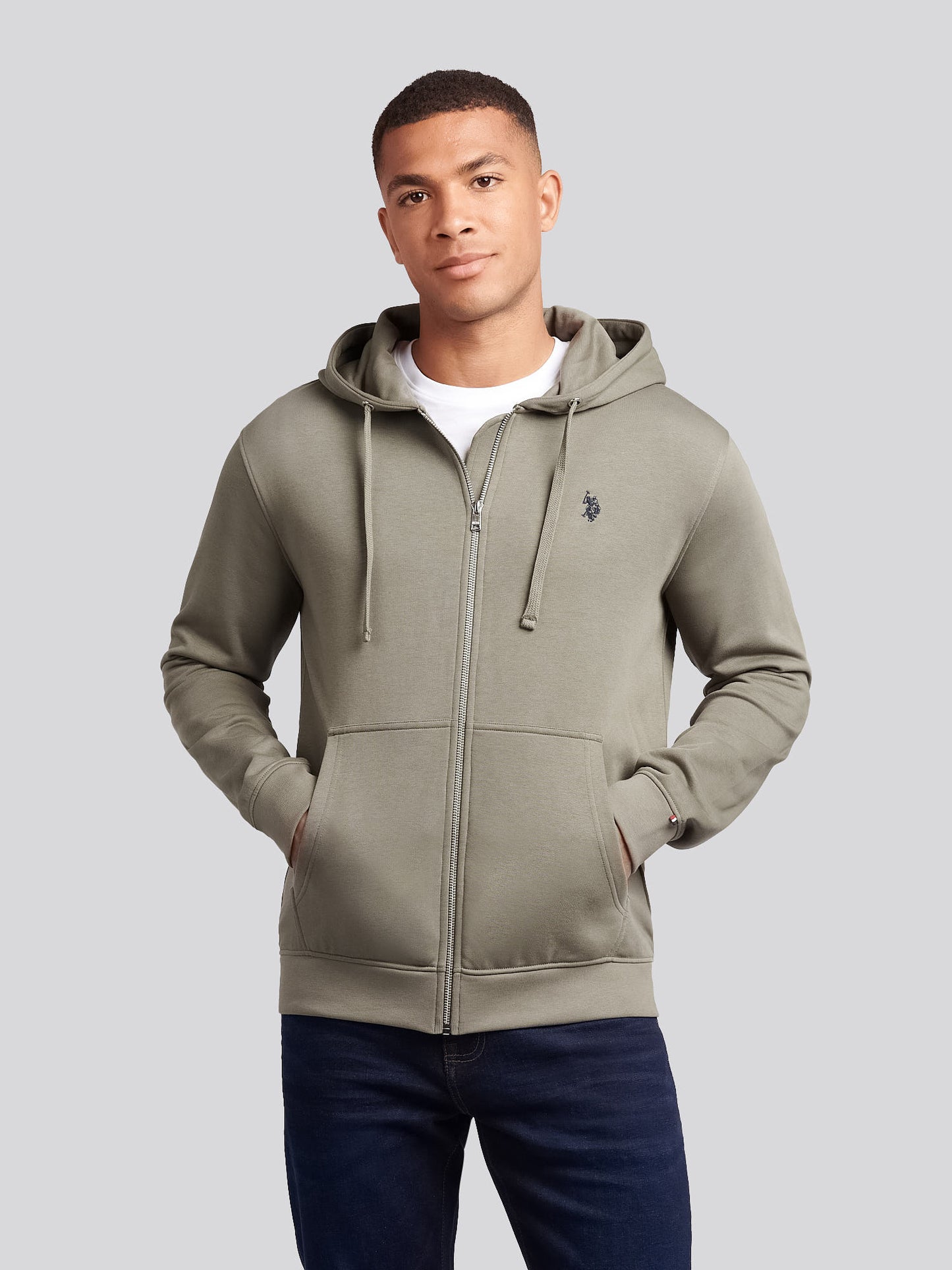 Mens Double Horsemen Loopback Zip Hoodie in Mulled Basil