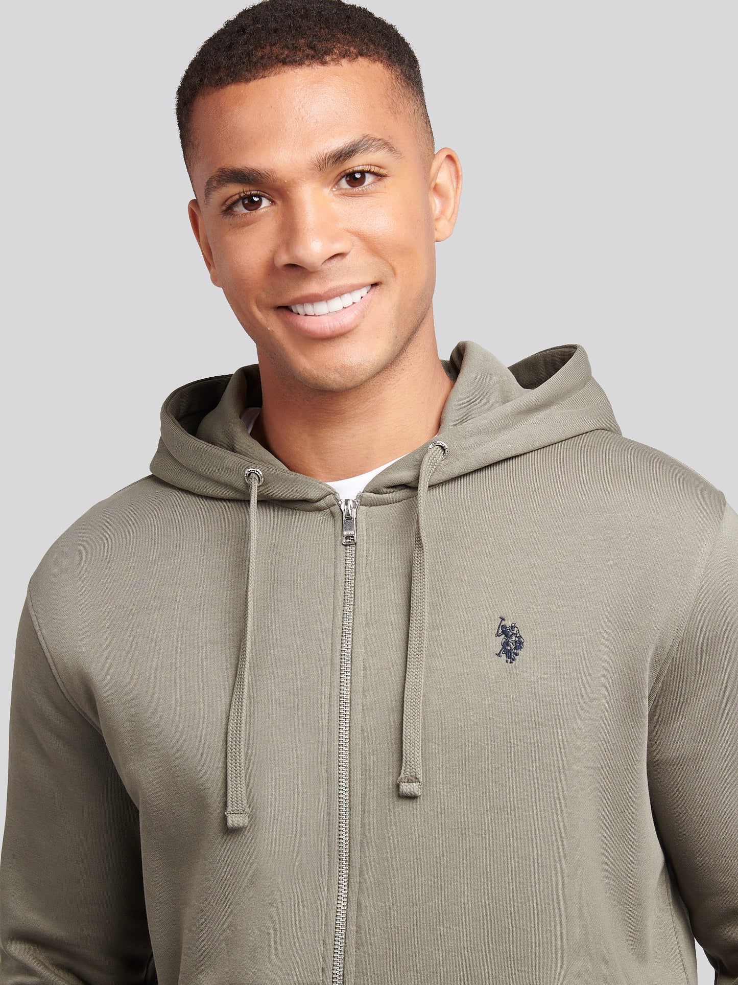 Mens Double Horsemen Loopback Zip Hoodie in Mulled Basil