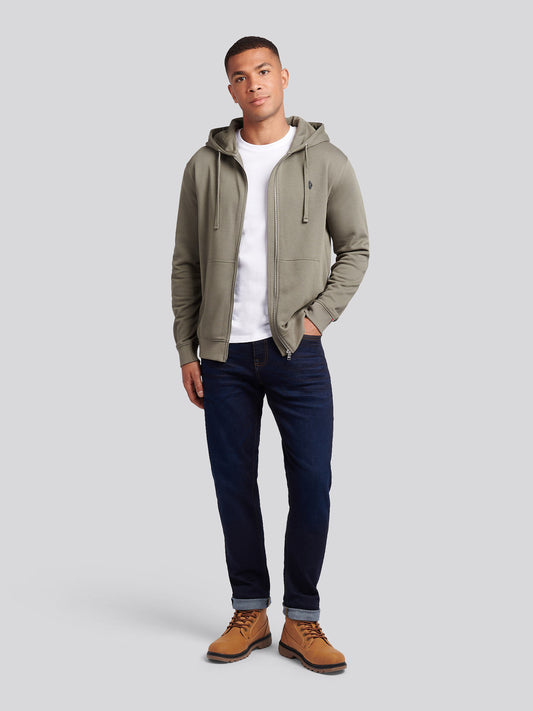 Mens Double Horsemen Loopback Zip Hoodie in Mulled Basil