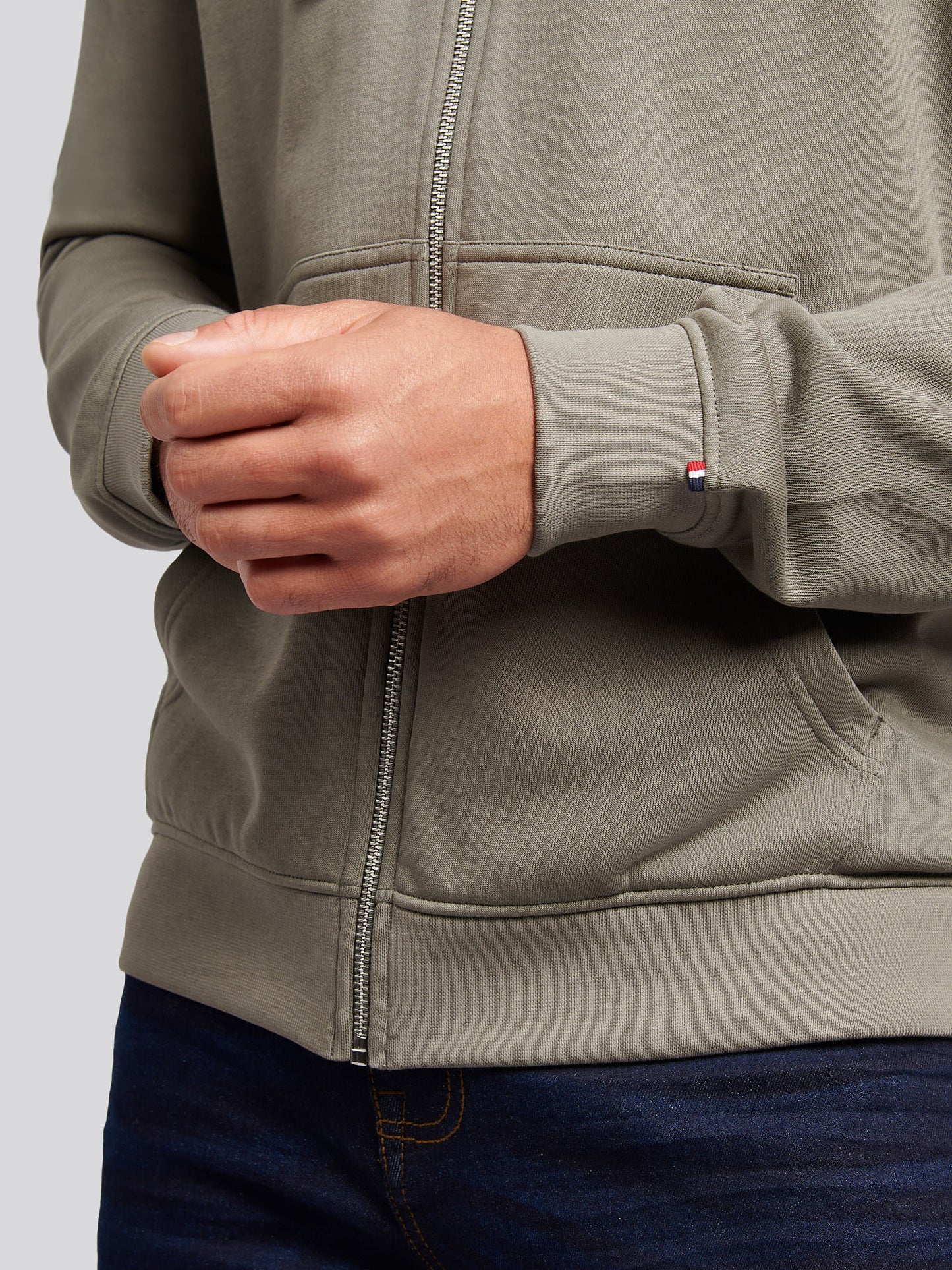 Mens Double Horsemen Loopback Zip Hoodie in Mulled Basil