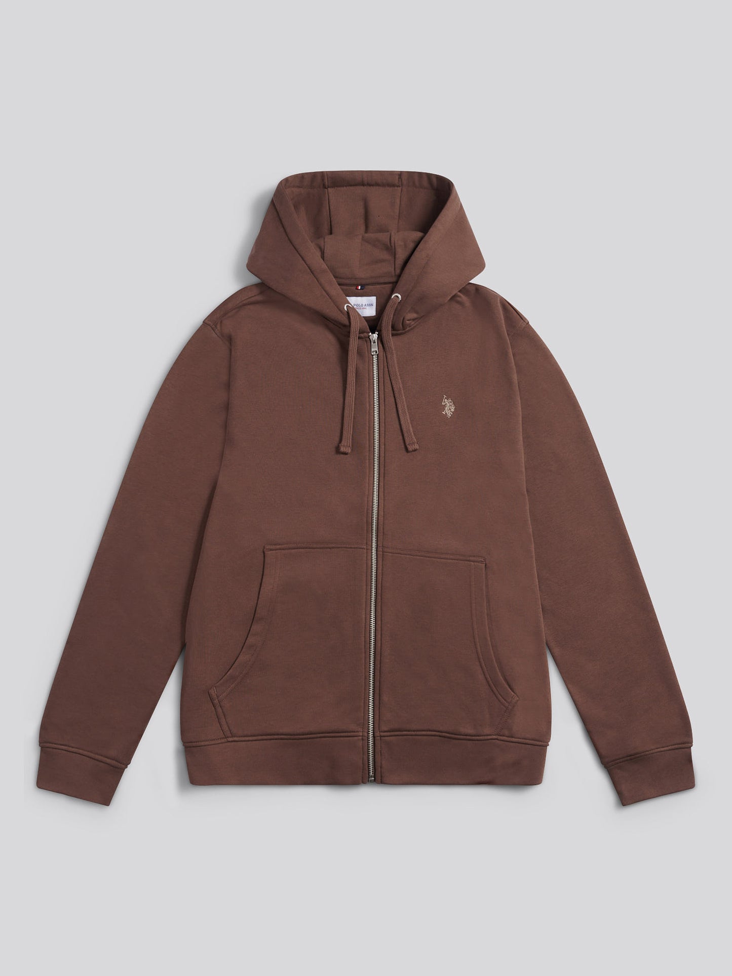 Mens Double Horsemen Loopback Zip Hoodie in Chocolate Martini
