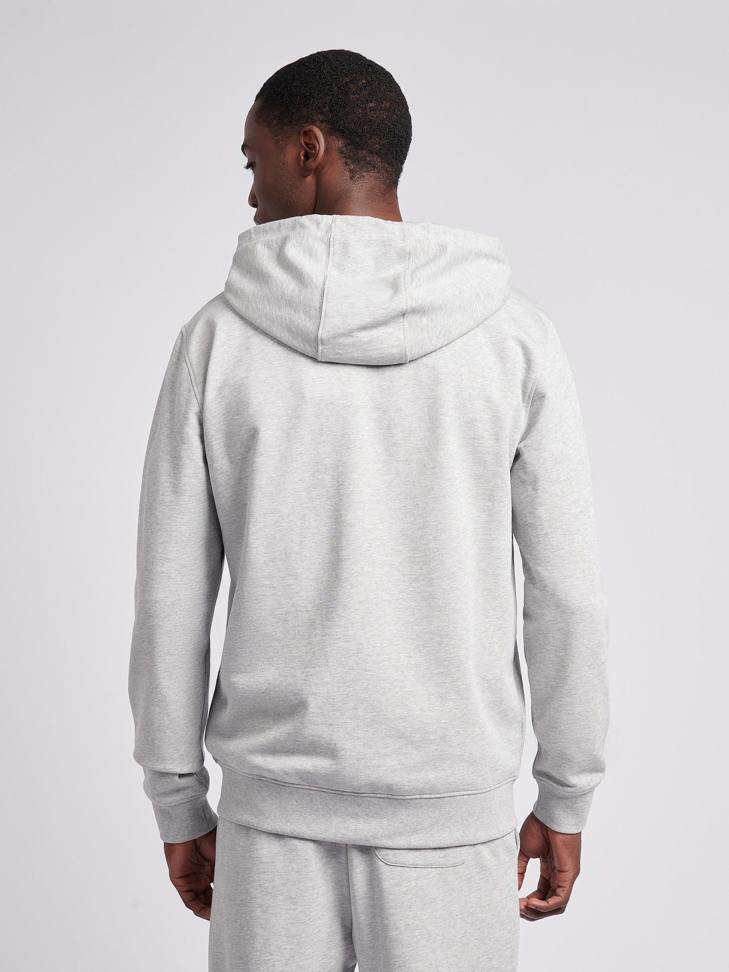 Mens Double Horsemen Loopback Zip Hoodie in Mid Grey Marl