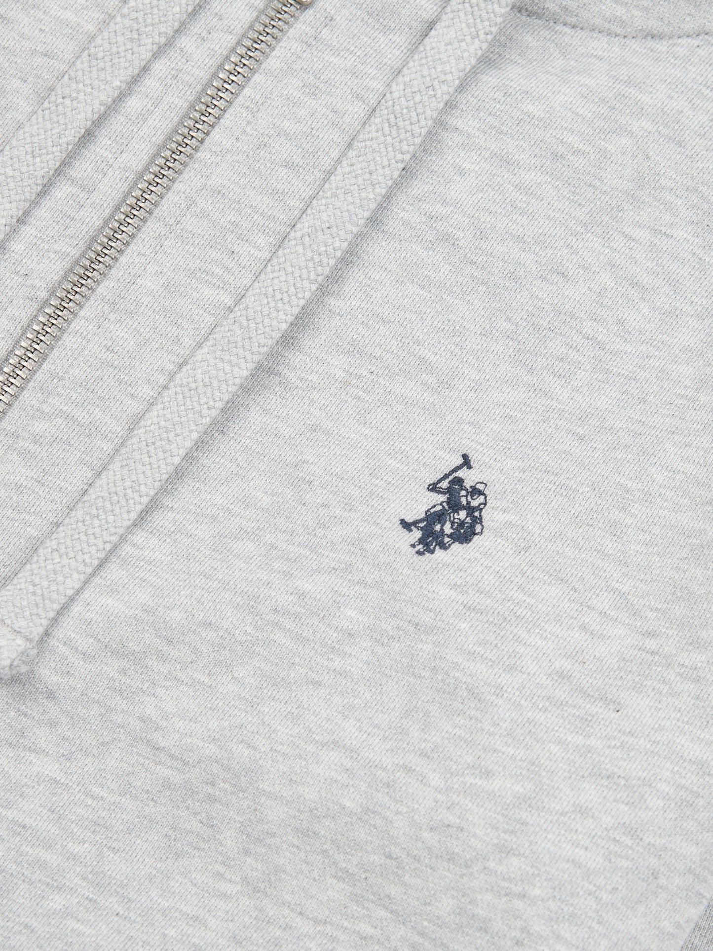 Mens Double Horsemen Loopback Zip Hoodie in Mid Grey Marl