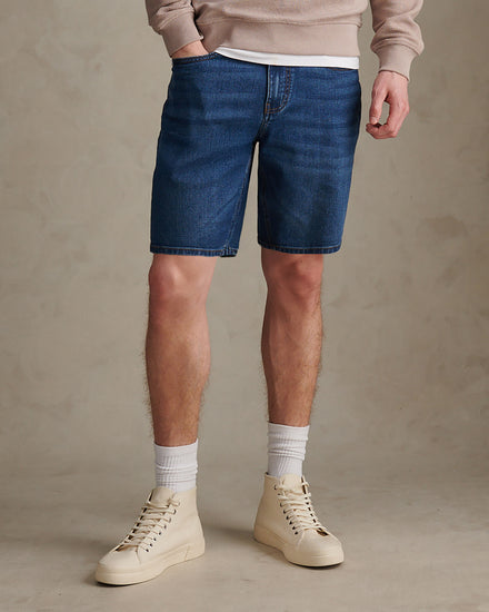 Mens Classic 5 Pocket Denim Shorts Dark Wash