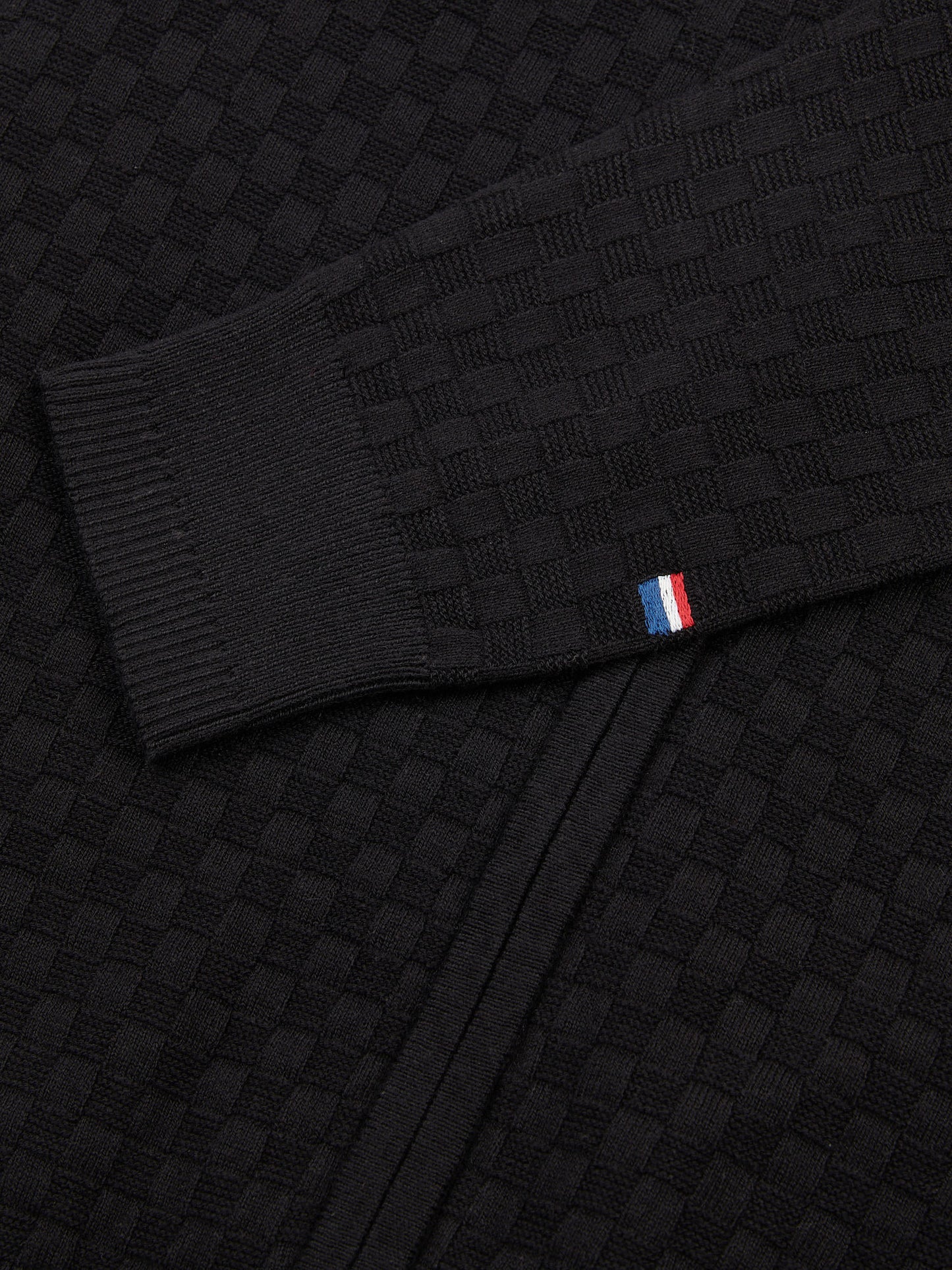 Mens Smart Checkerboard Zip Through Funnel in Black