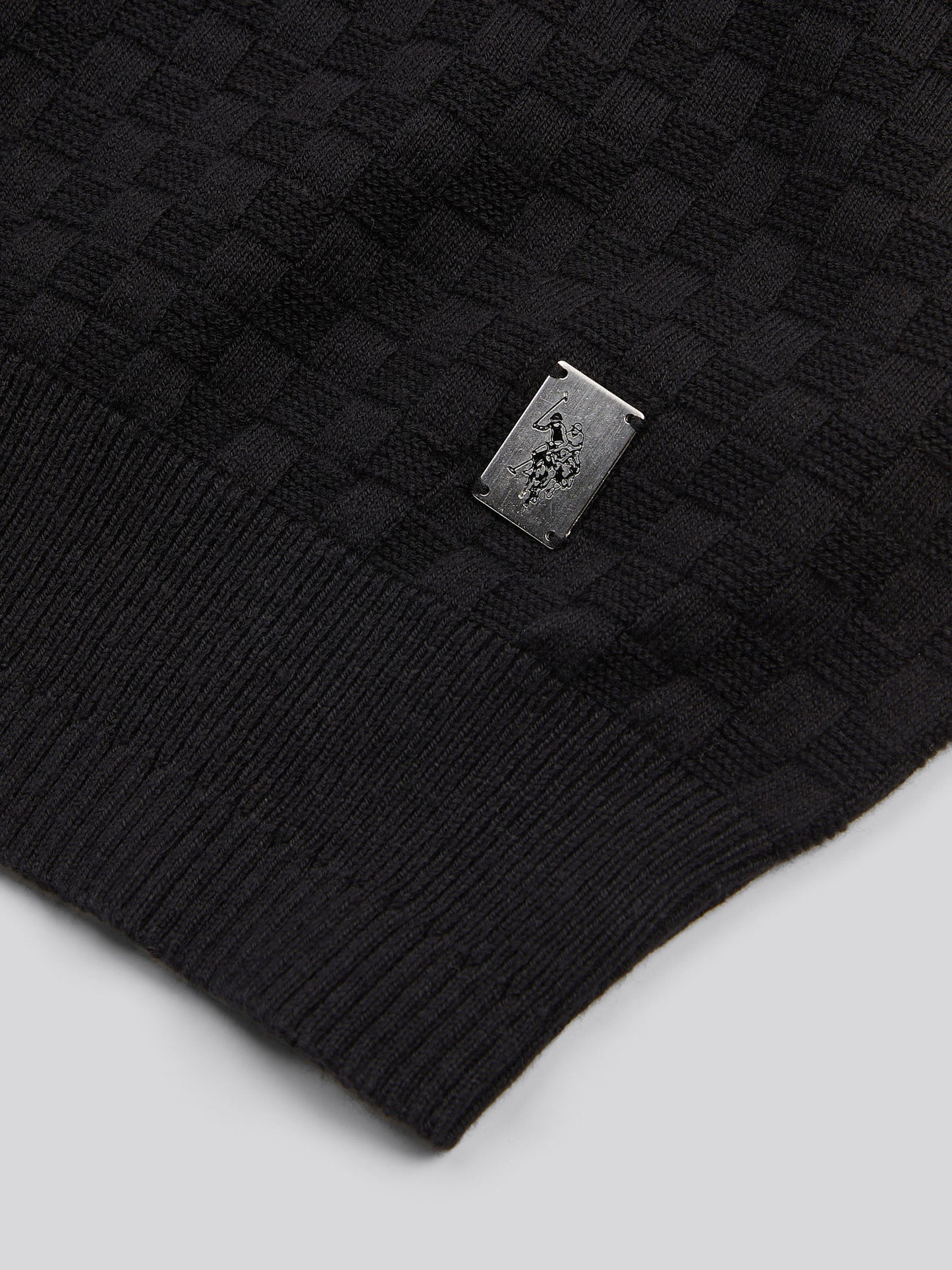 Mens Smart Checkerboard Zip Through Funnel in Black