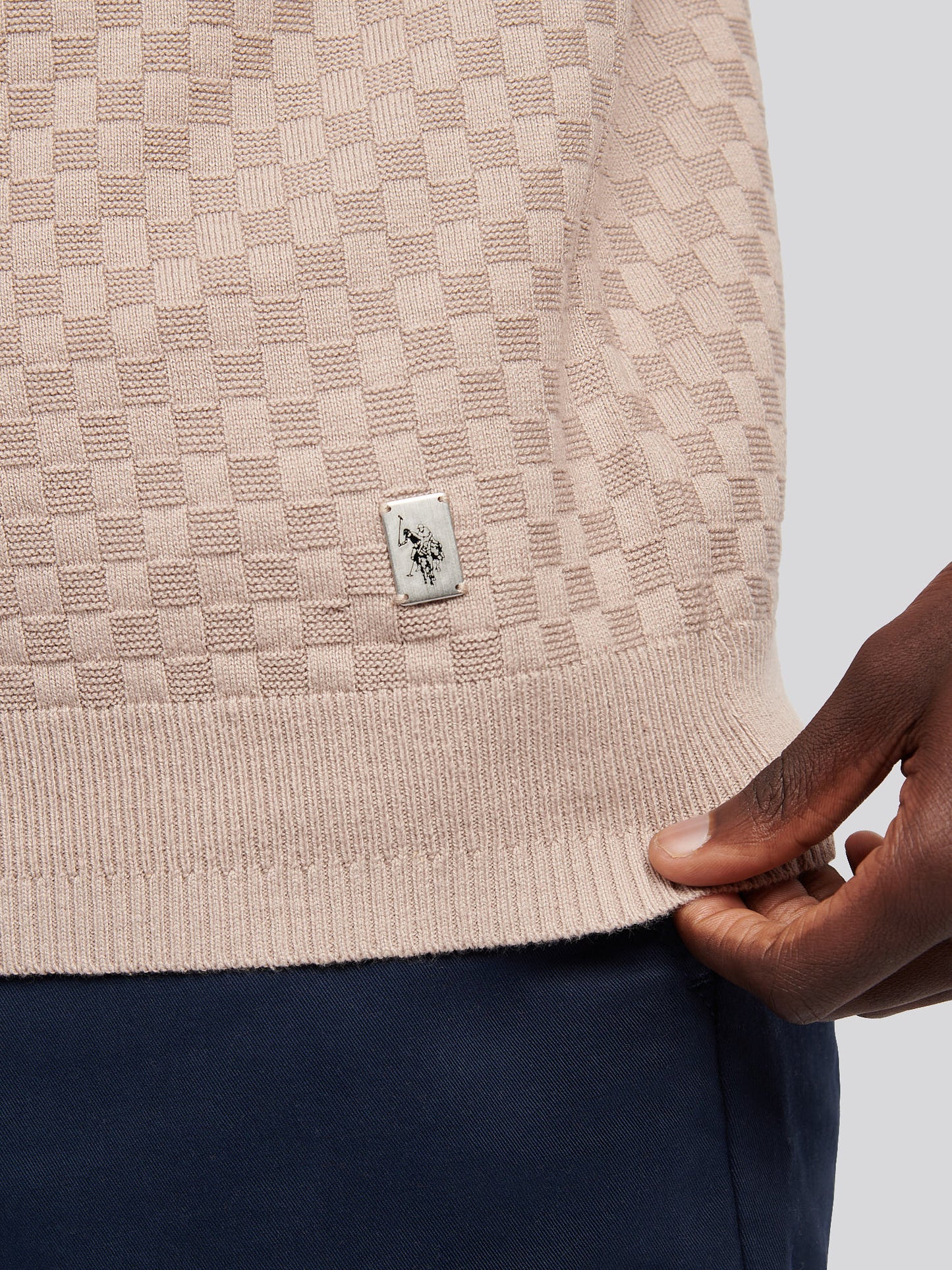 Mens Smart Checkerboard Zip Through Funnel in Atmosphere