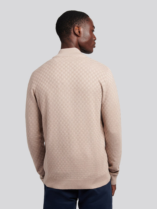 Mens Smart Checkerboard Zip Through Funnel in Atmosphere