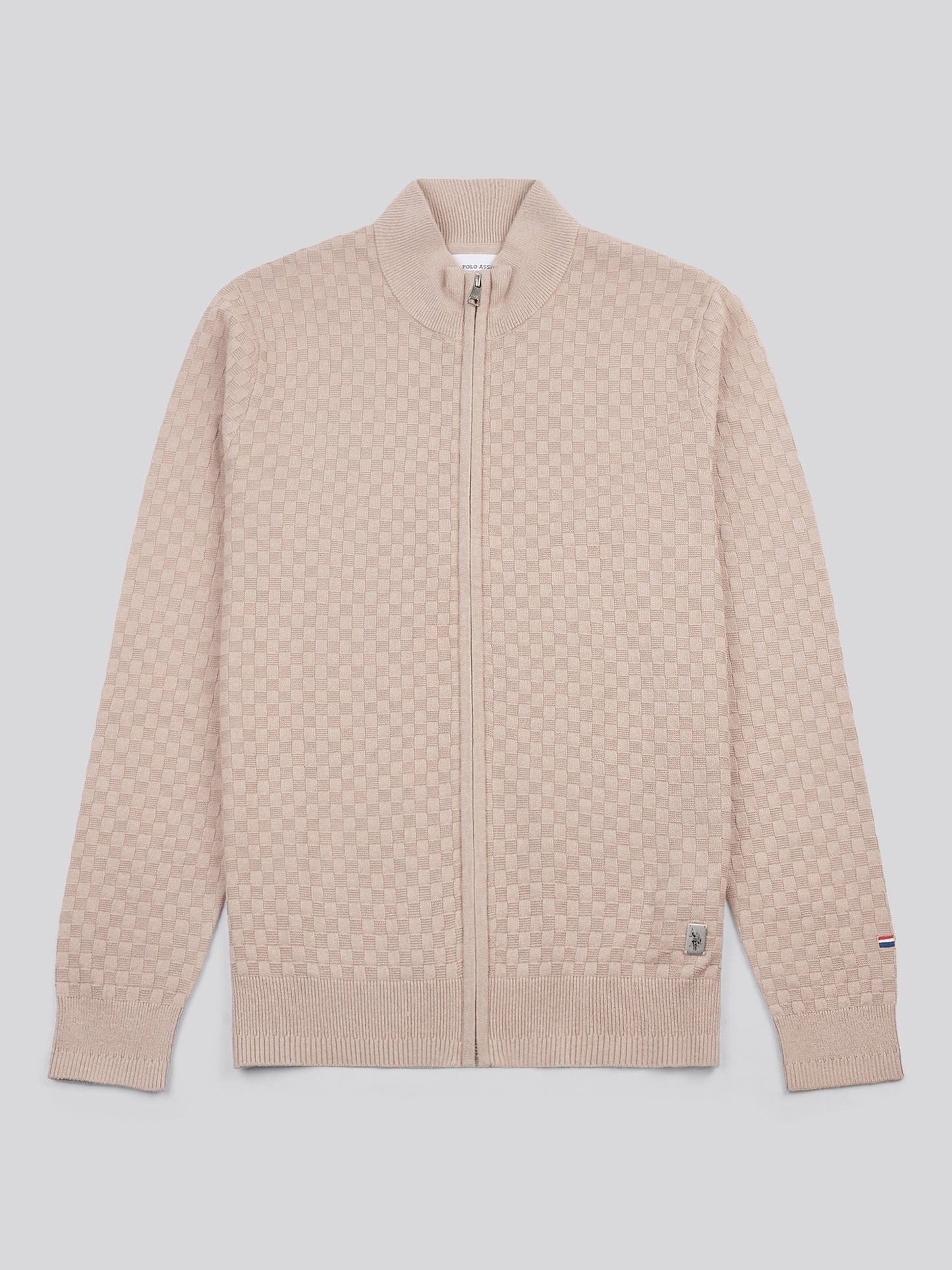 Mens Smart Checkerboard Zip Through Funnel in Atmosphere