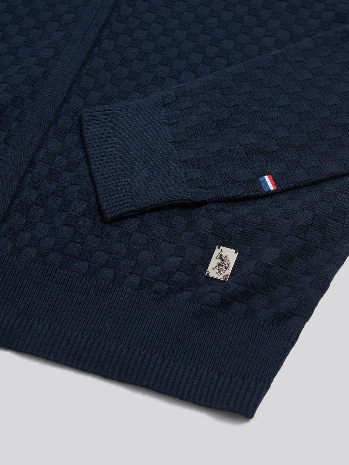 Mens Smart Checkerboard Zip Through Funnel Dark Sapphire Navy