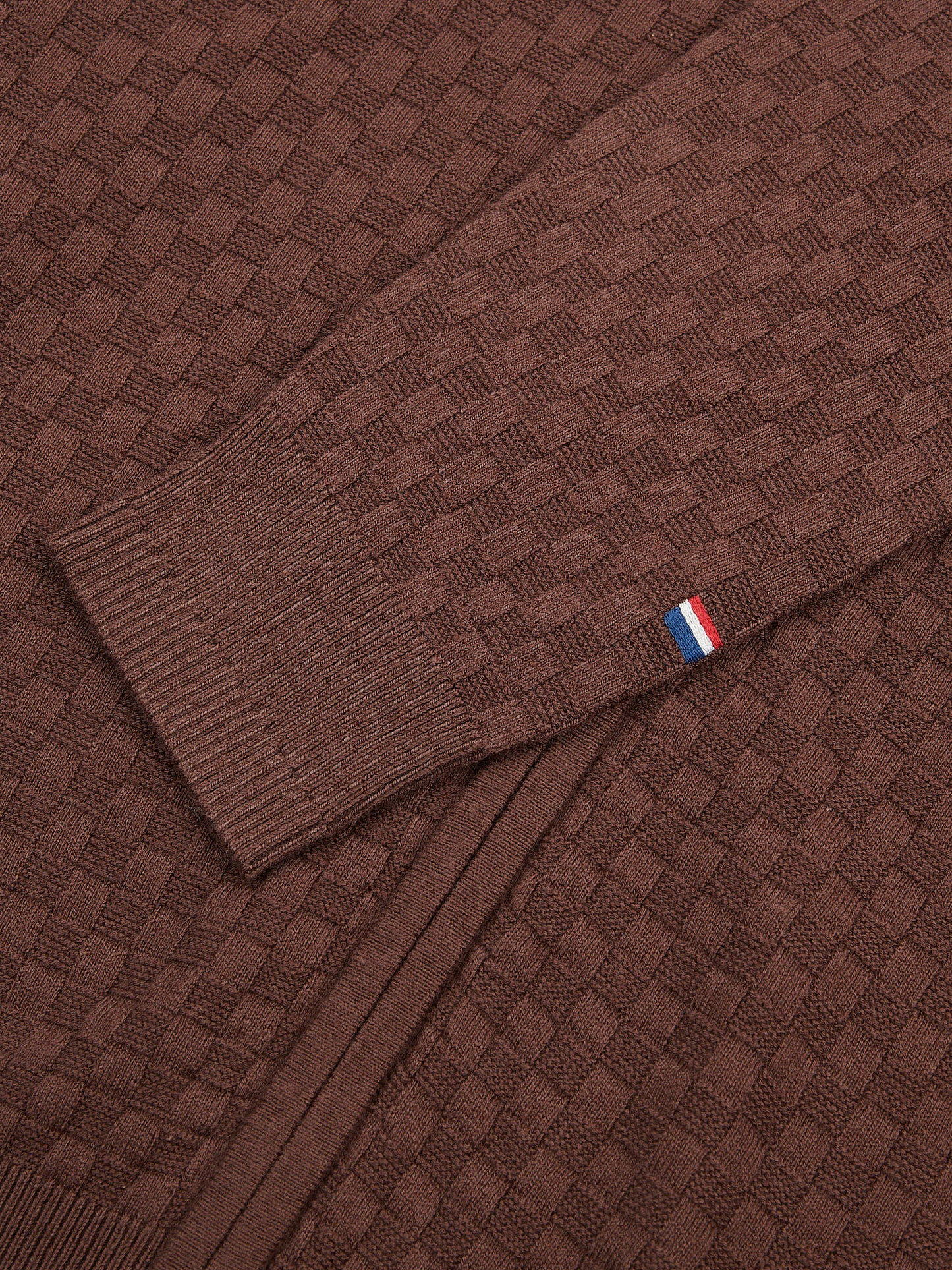 Mens Smart Checkerboard Zip Through Funnel in Chocolate Martini