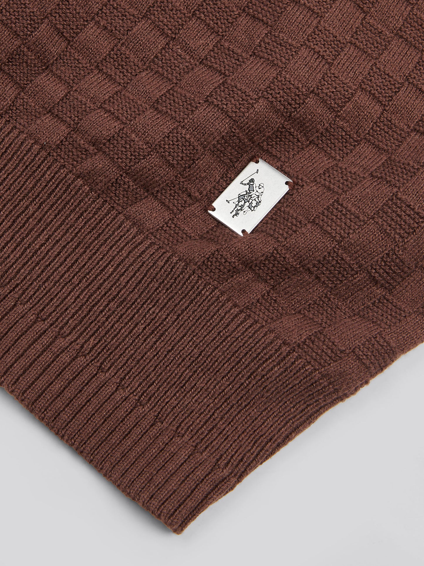 Mens Smart Checkerboard Zip Through Funnel in Chocolate Martini