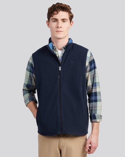 Mens Micro Fleece Gilet in Dark Sapphire Navy / Moonlight Blue DHM