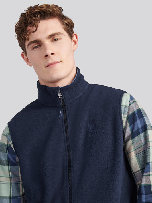 Mens Micro Fleece Gilet in Dark Sapphire Navy / Moonlight Blue DHM