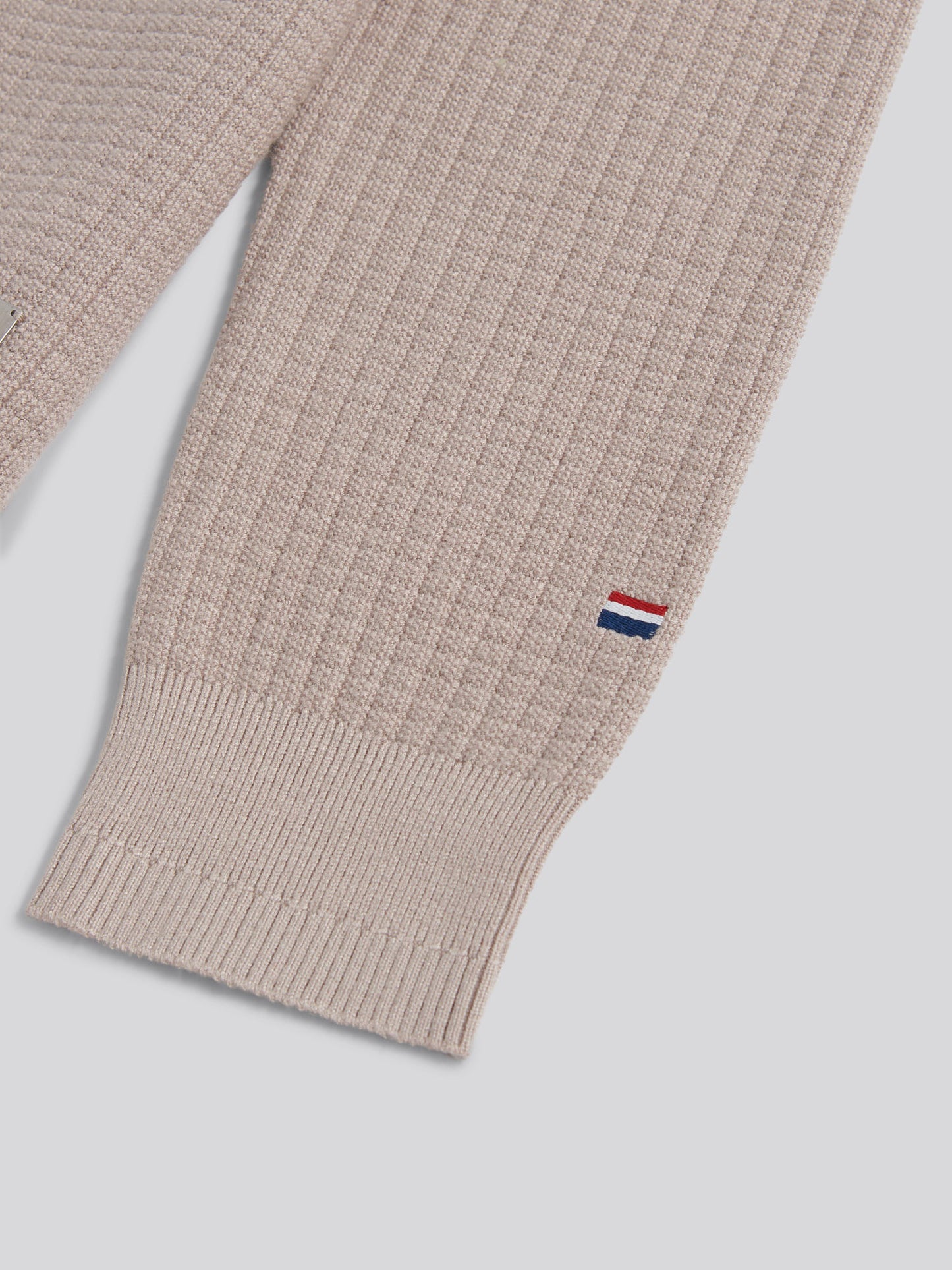 Mens Check Texture Button Thru Long Sleeve Polo Shirt in Atmosphere