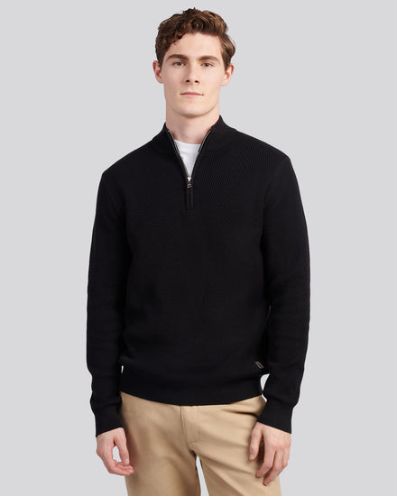 Mens Twill Texture Knit Funnel in Black