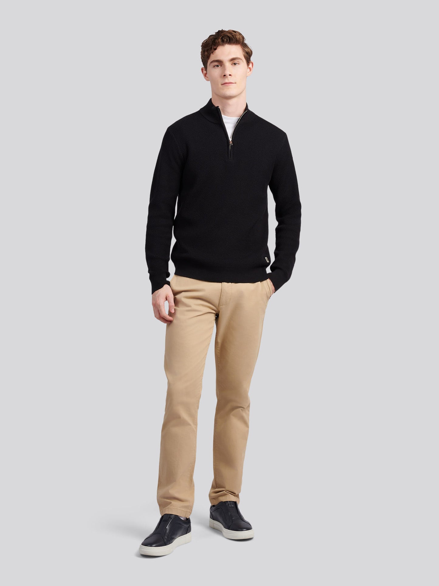 Mens Twill Texture Knit Funnel in Black