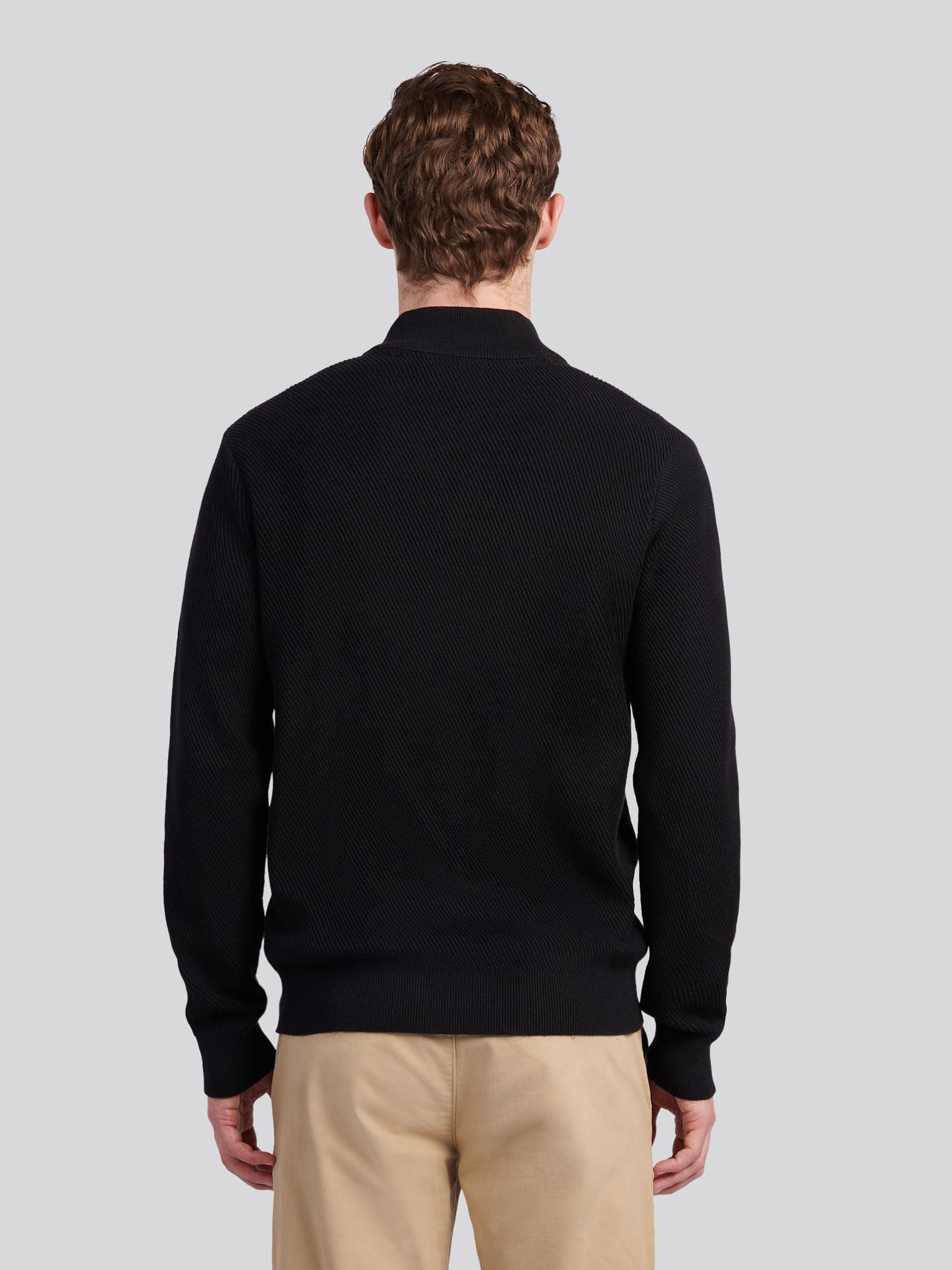 Mens Twill Texture Knit Funnel in Black