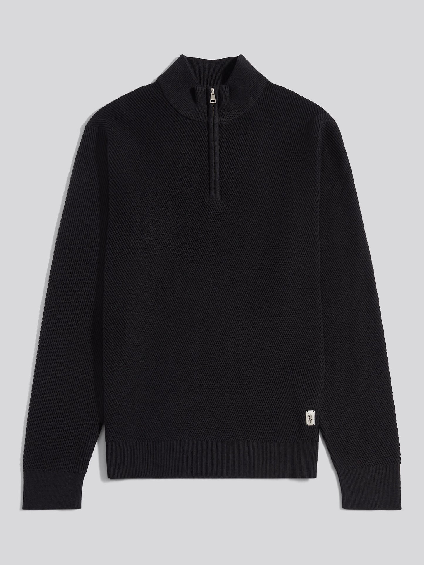 Mens Twill Texture Knit Funnel in Black