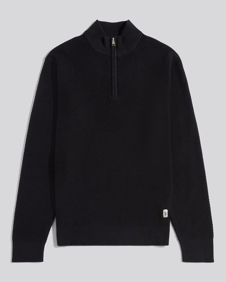 Mens Twill Texture Knit Funnel in Black