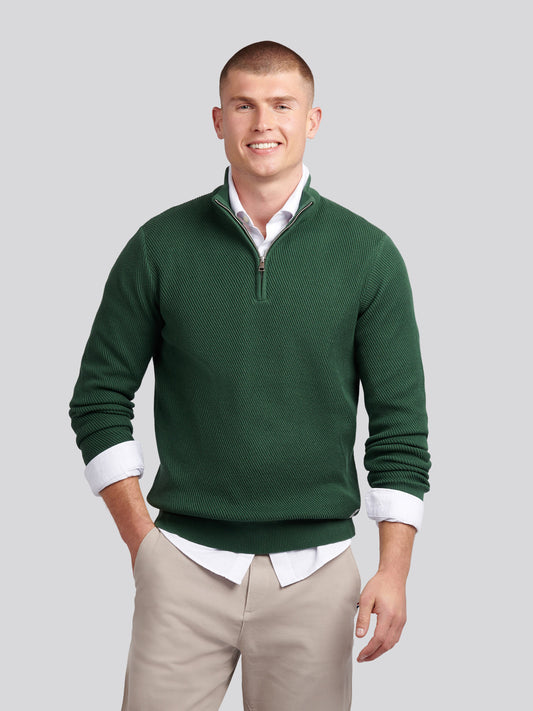 Mens Twill Texture Knit Funnel in Pineneedle