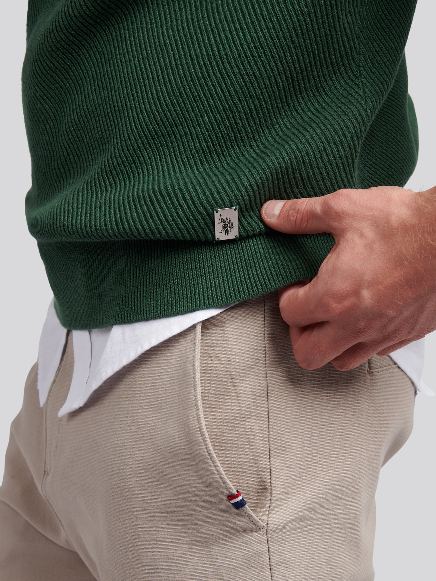 Mens Twill Texture Knit Funnel in Pineneedle