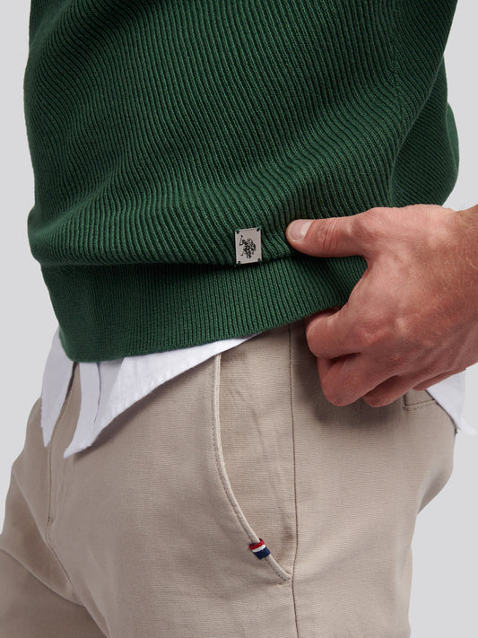 Mens Twill Texture Knit Funnel in Pineneedle