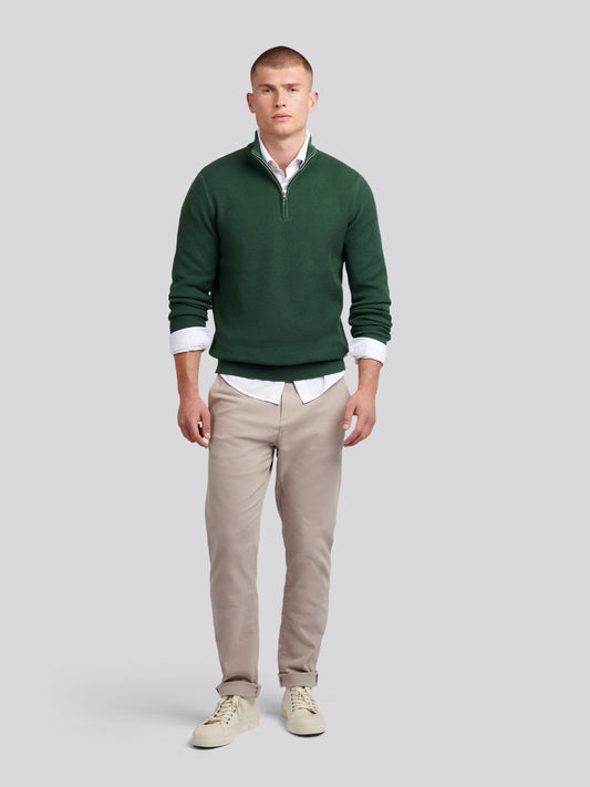 Mens Twill Texture Knit Funnel in Pineneedle
