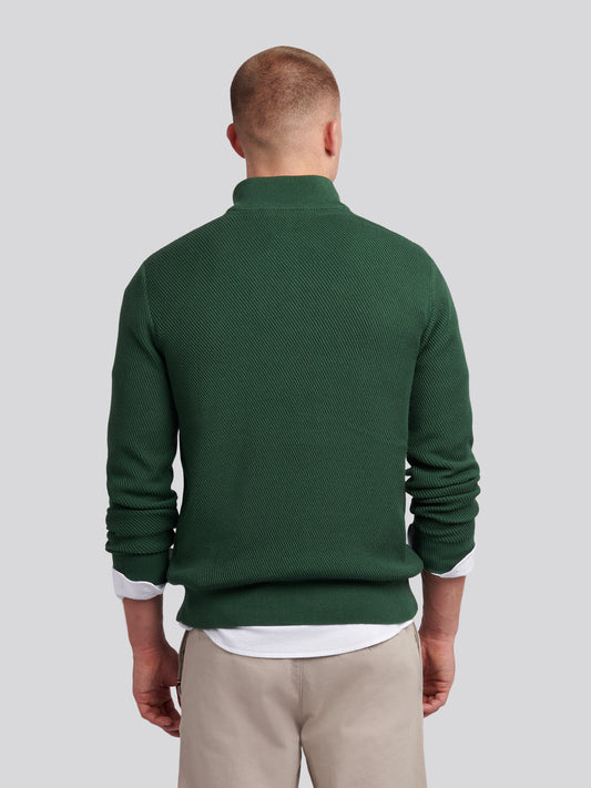 Mens Twill Texture Knit Funnel in Pineneedle