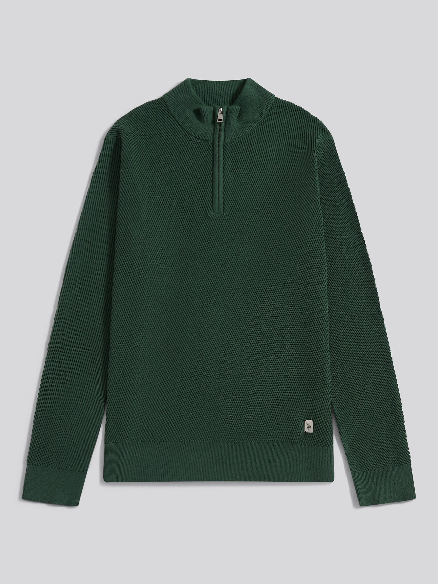 Mens Twill Texture Knit Funnel in Pineneedle