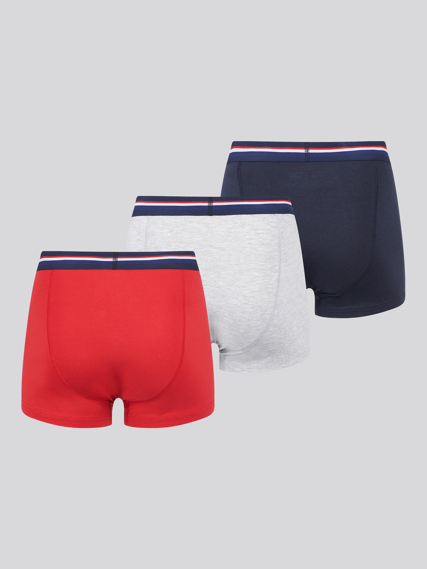 Mens 3 Pack Branded Stripe Boxer Shorts in Haute Red
