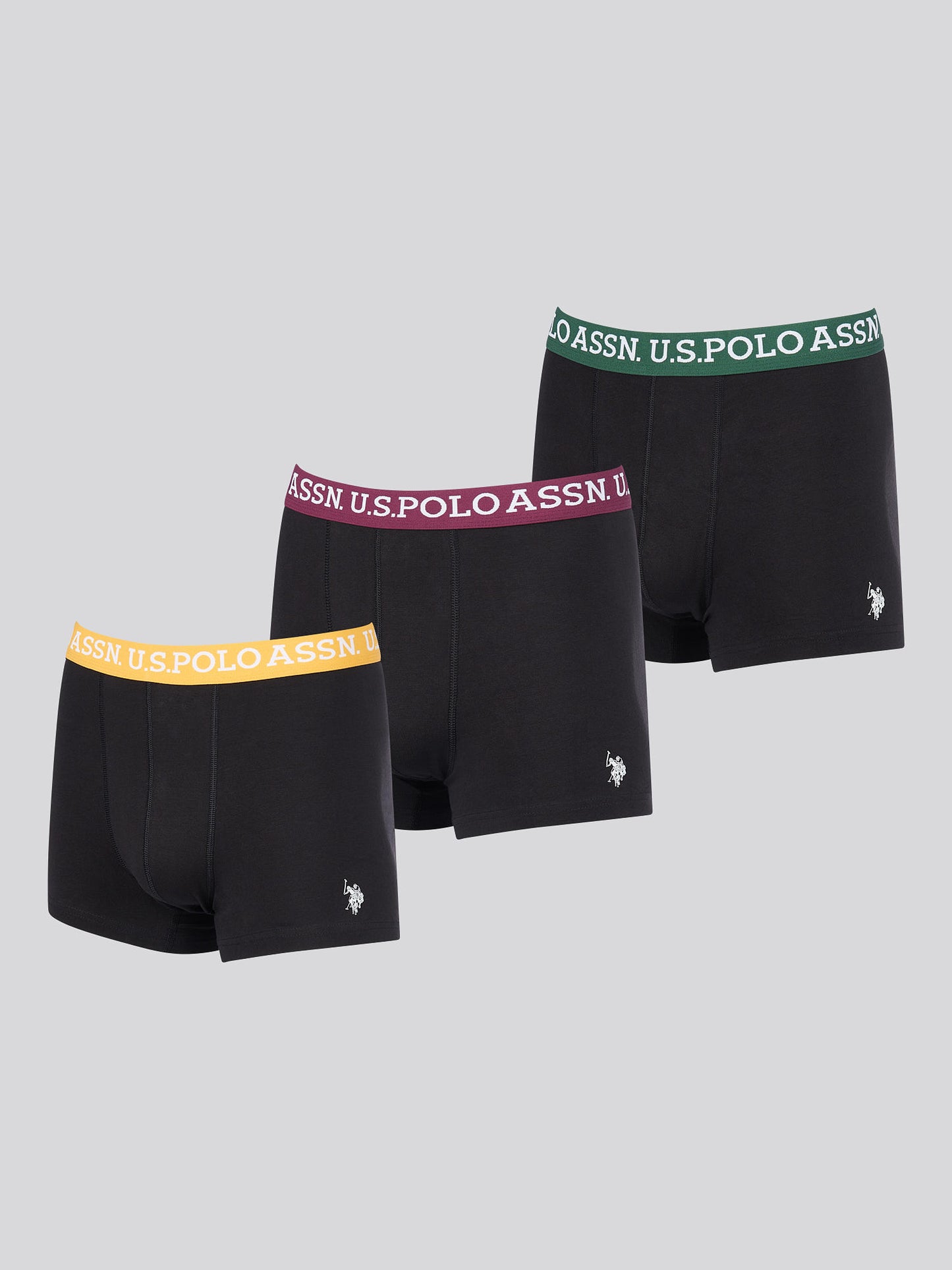 Mens 3 Pack Contrast Waistband Boxer Shorts in Black Multi