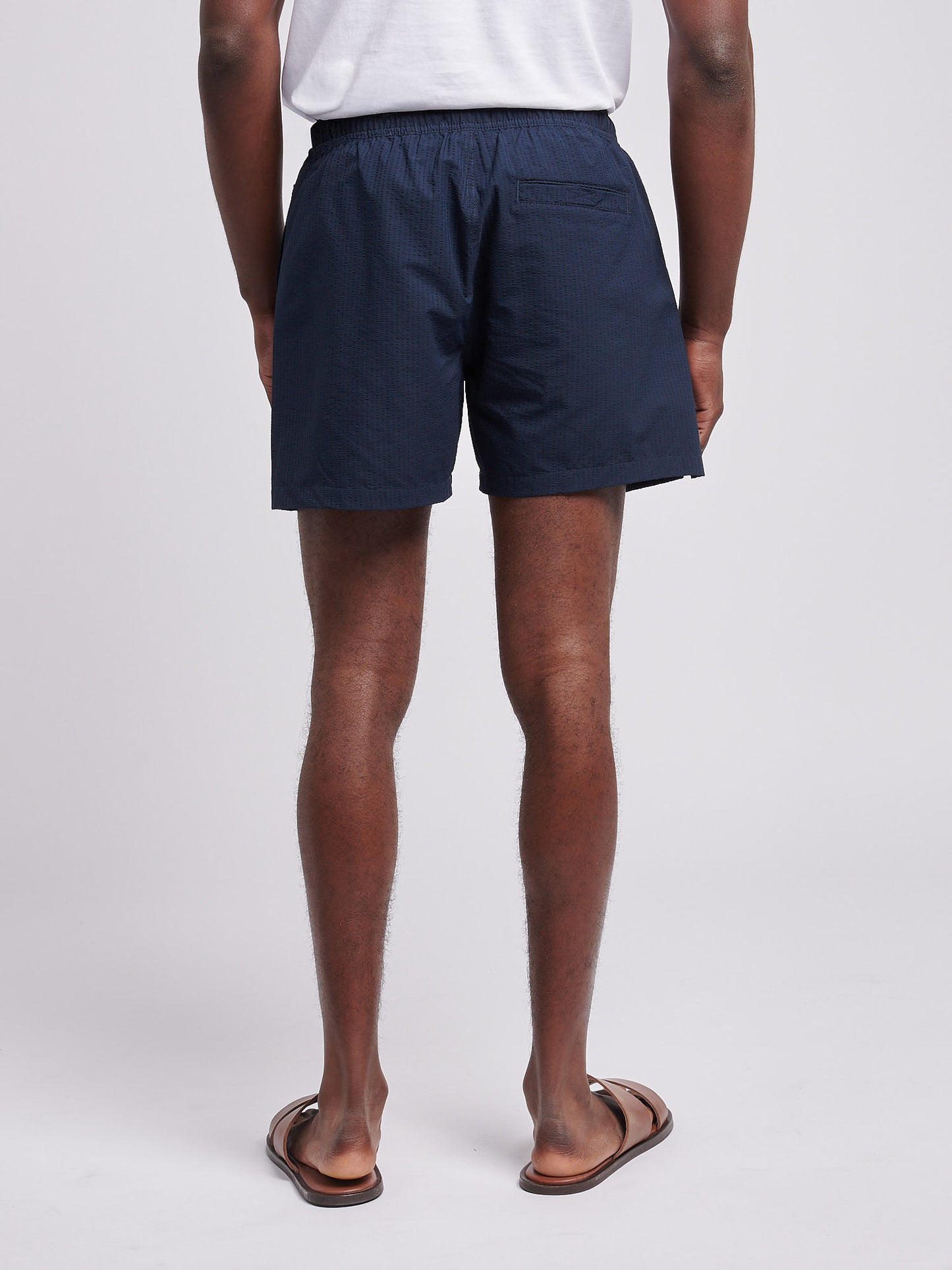 Mens Seersucker Swim Short in Dark Sapphire Navy