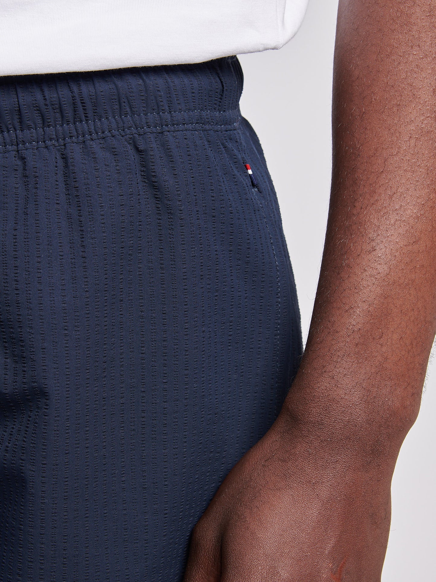 Mens Seersucker Swim Short in Dark Sapphire Navy