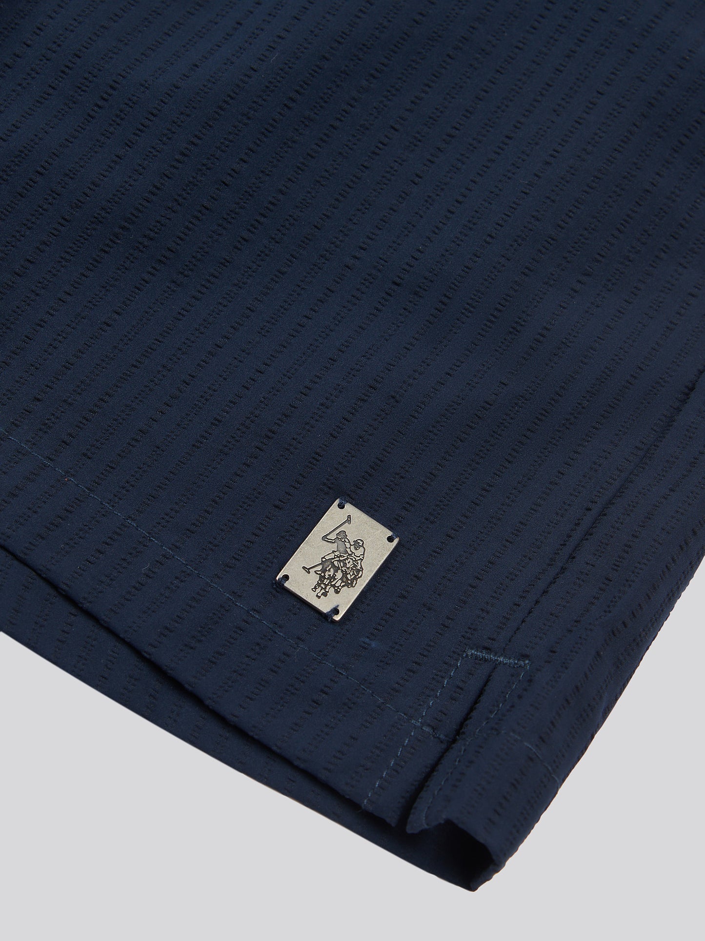 Mens Seersucker Swim Short in Dark Sapphire Navy