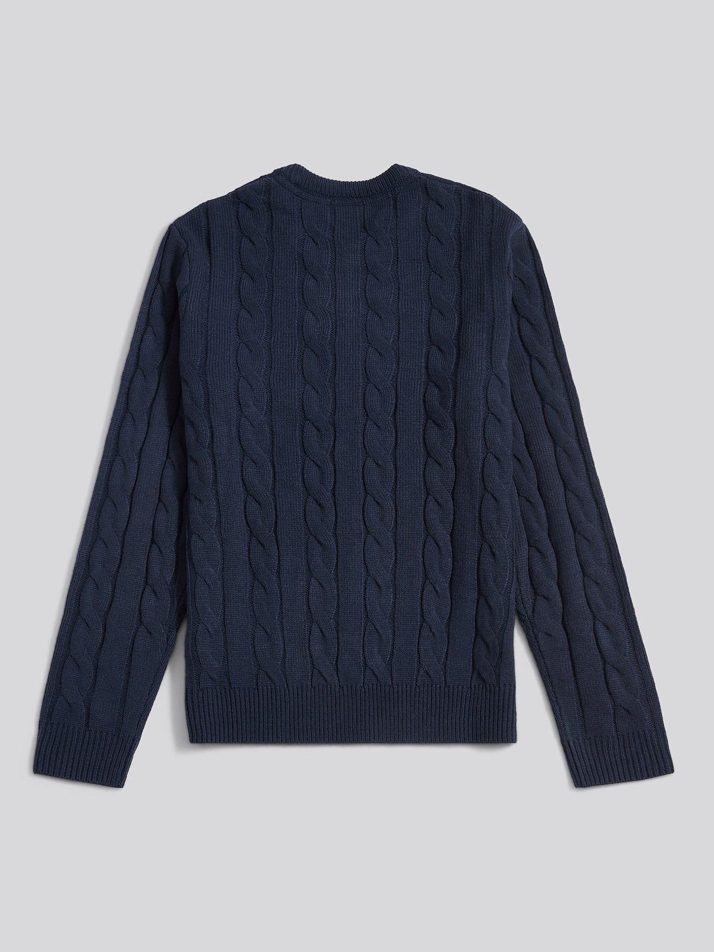 Mens Cable Knit Crew in Dark Sapphire Navy