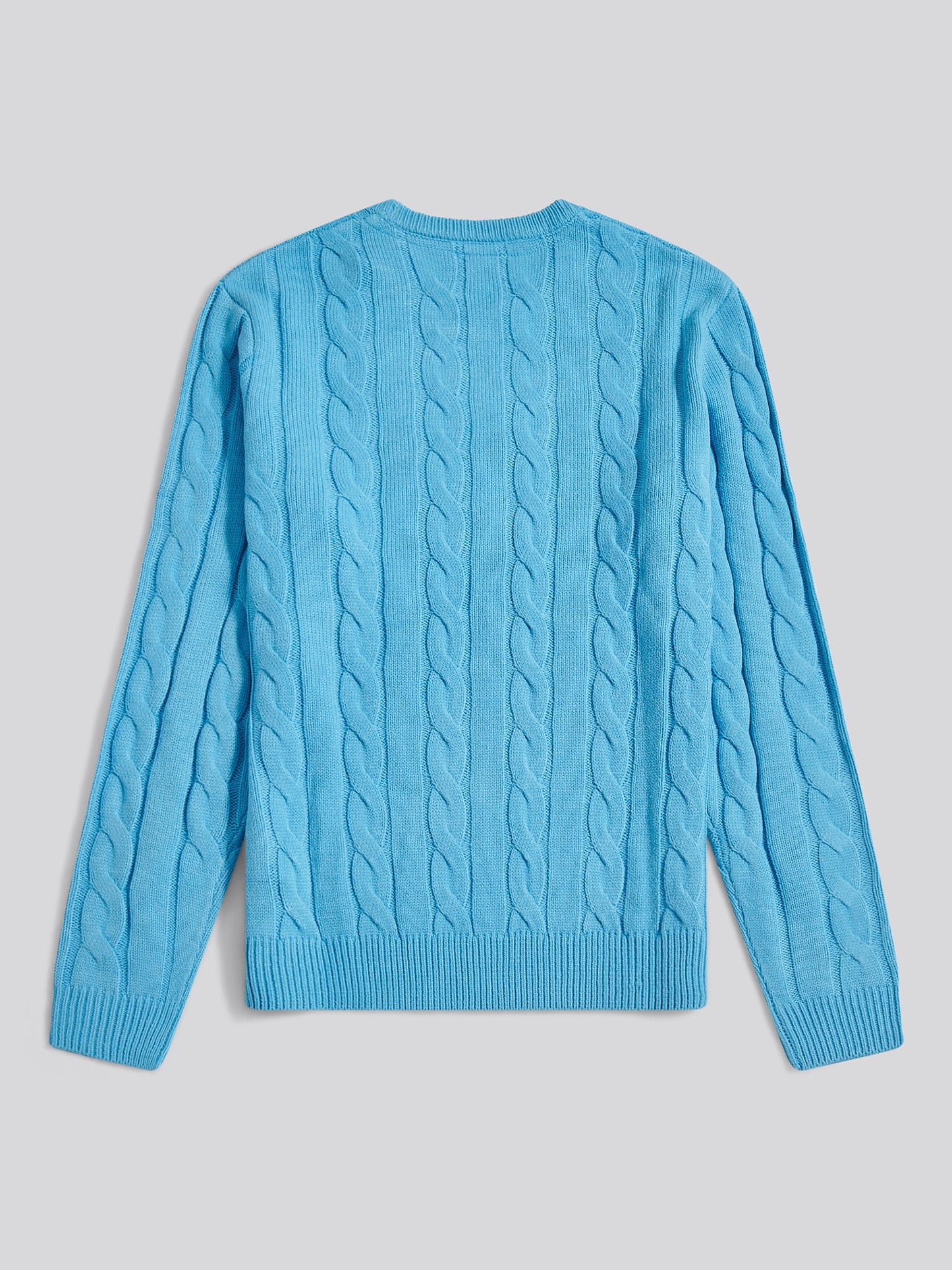 Mens Cable Knit Crew in Heritage Blue