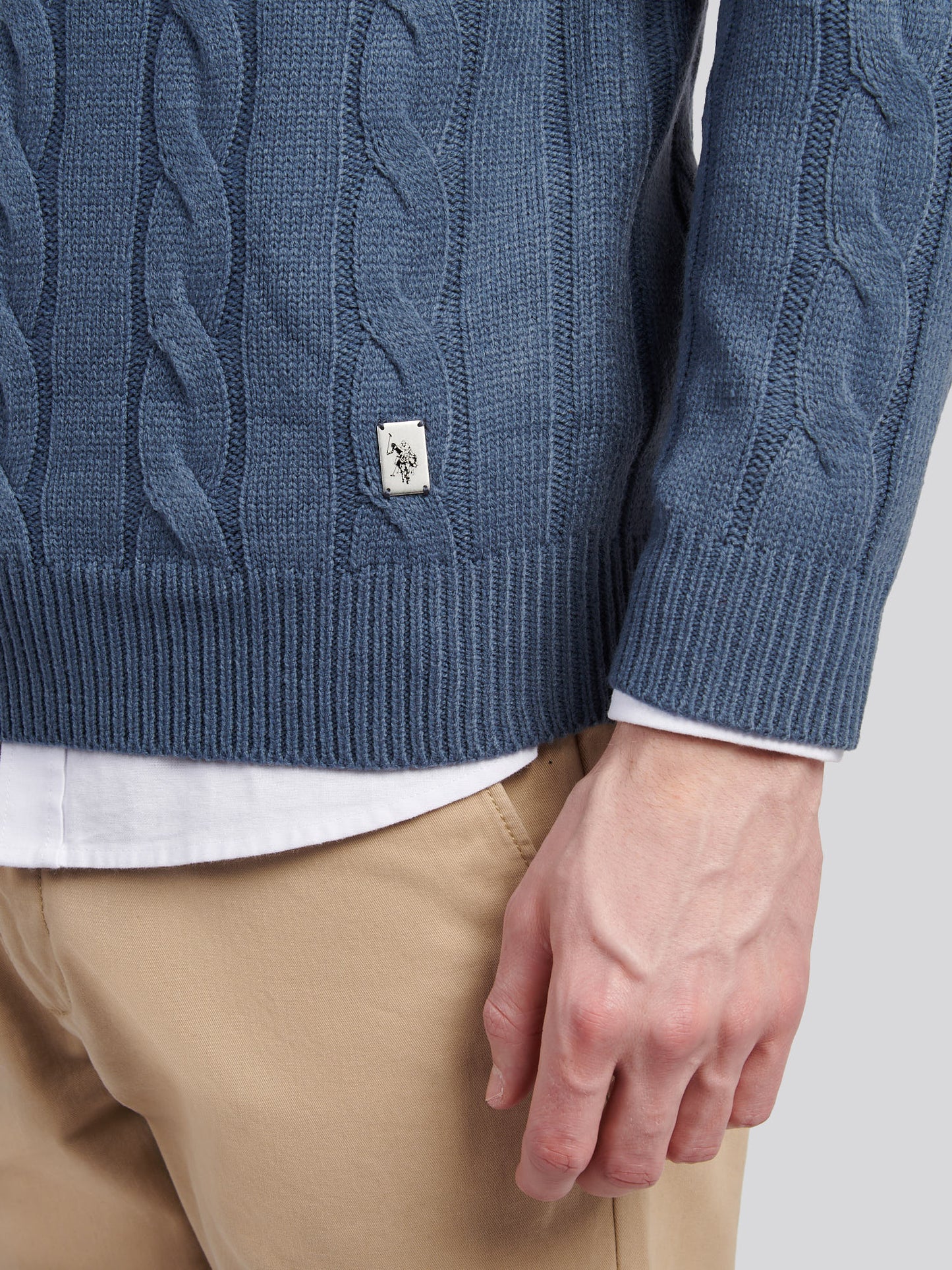 Mens Cable Knit Funnel in Vintage Indigo