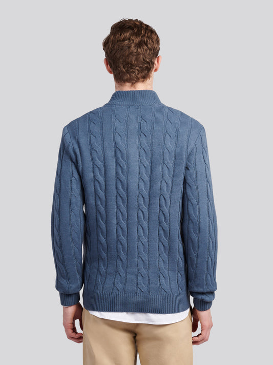 Mens Cable Knit Funnel in Vintage Indigo