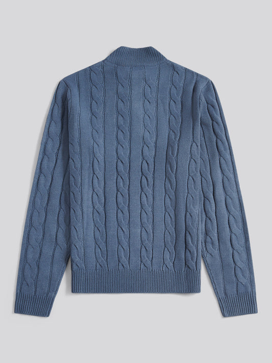 Mens Cable Knit Funnel in Vintage Indigo