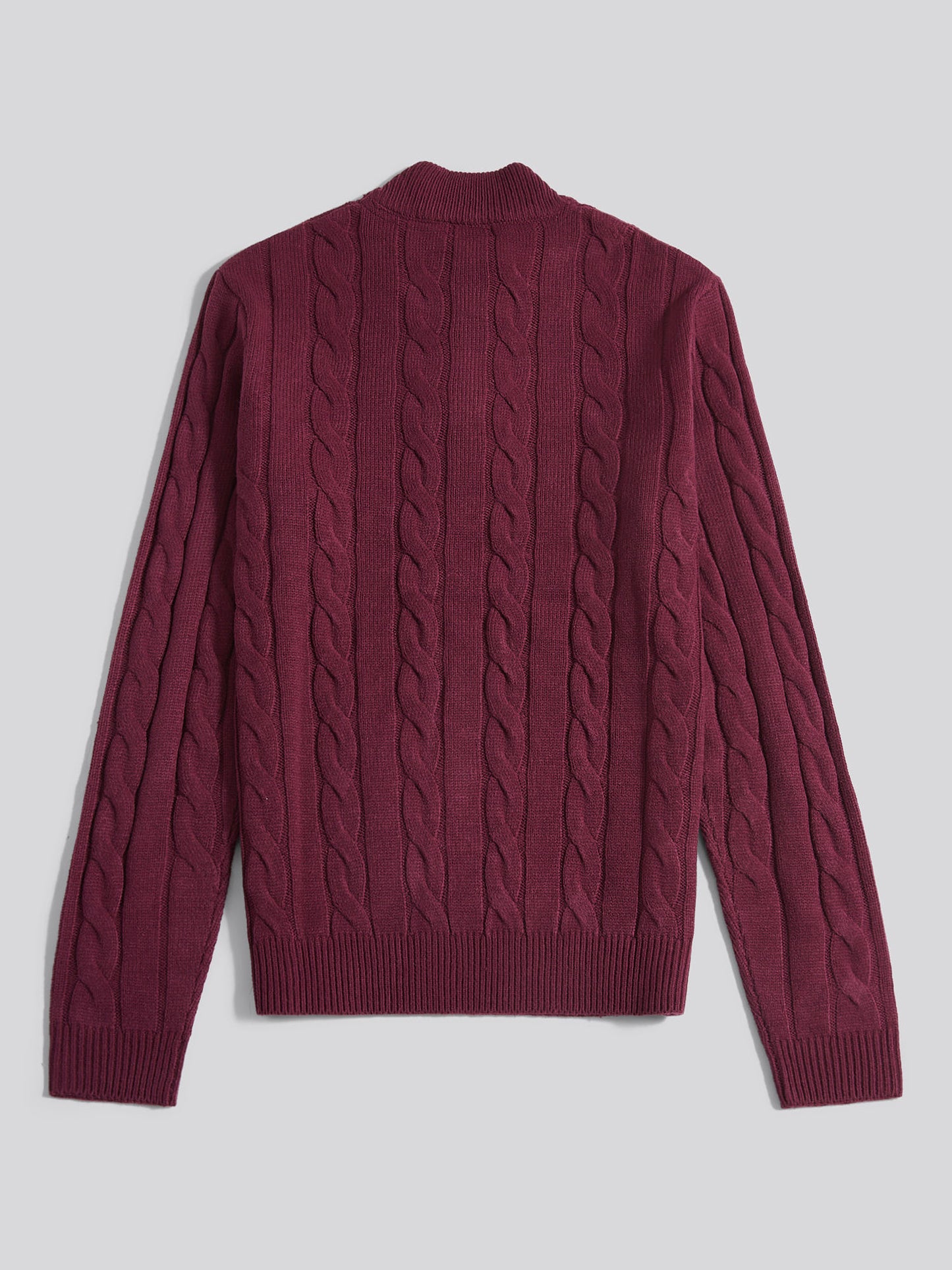 Mens Cable Knit Funnel in Grape Wine